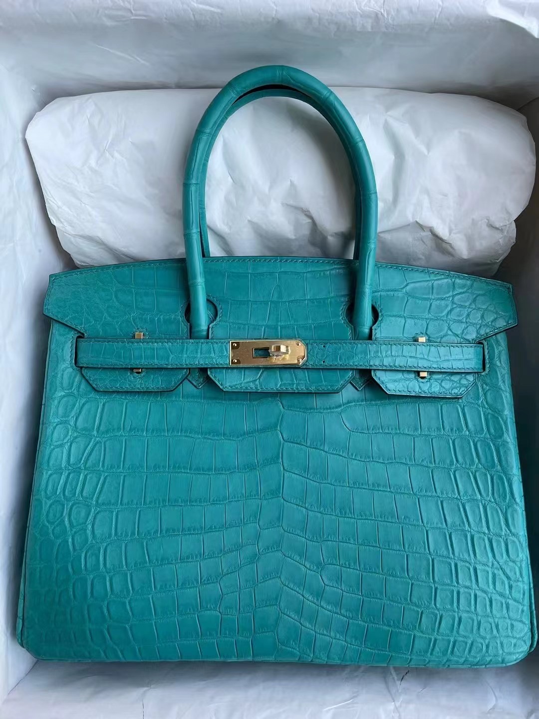 阿聯酋 United Arab Emirates Dubai Hermes Birkin 30 7F Blue Paon 孔雀藍 尼羅鱷魚