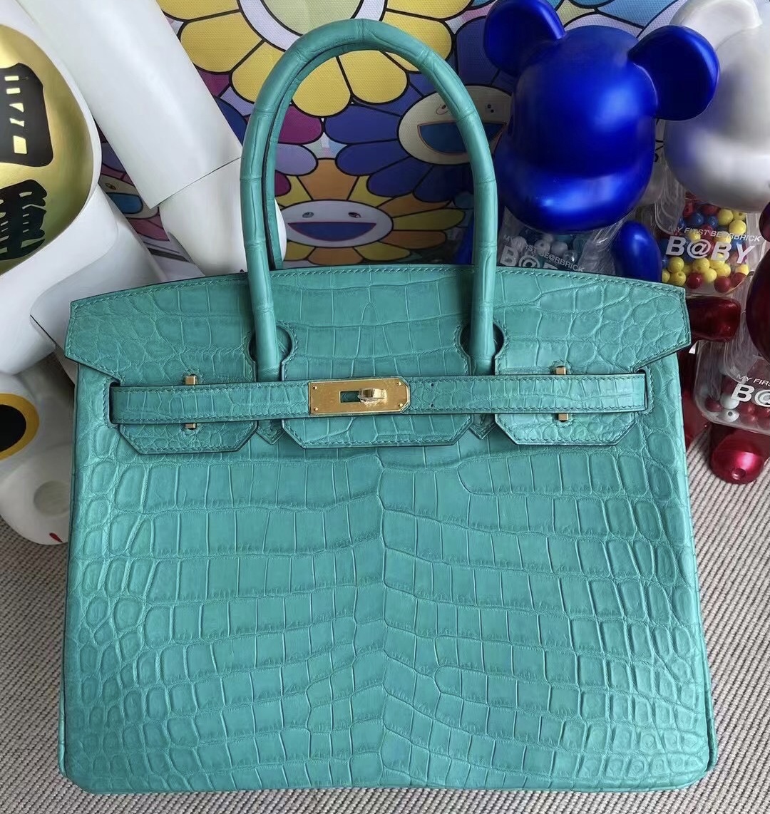 阿聯酋 United Arab Emirates Dubai Hermes Birkin 30 7F Blue Paon 孔雀藍 尼羅鱷魚