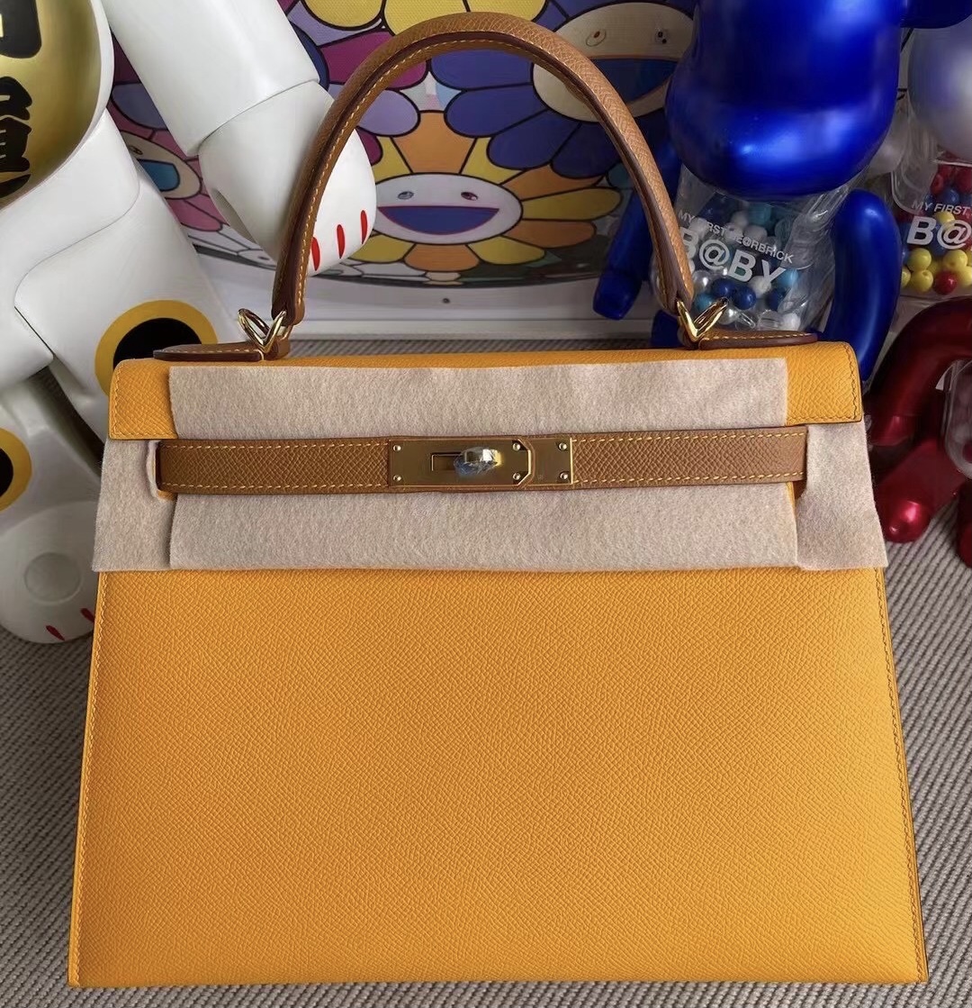 United Arab Emirates Hermes Kelly 28 Hss Epsom 9V Jaune Dor 37 gold GHW