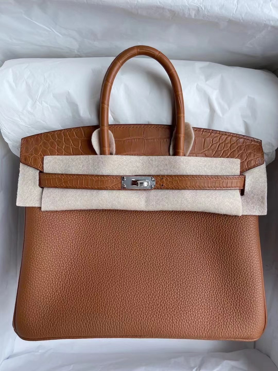 United Arab Emirates Dubai Hermes Birkin 25cm 37 Gold Touch Togo/美洲鱷魚