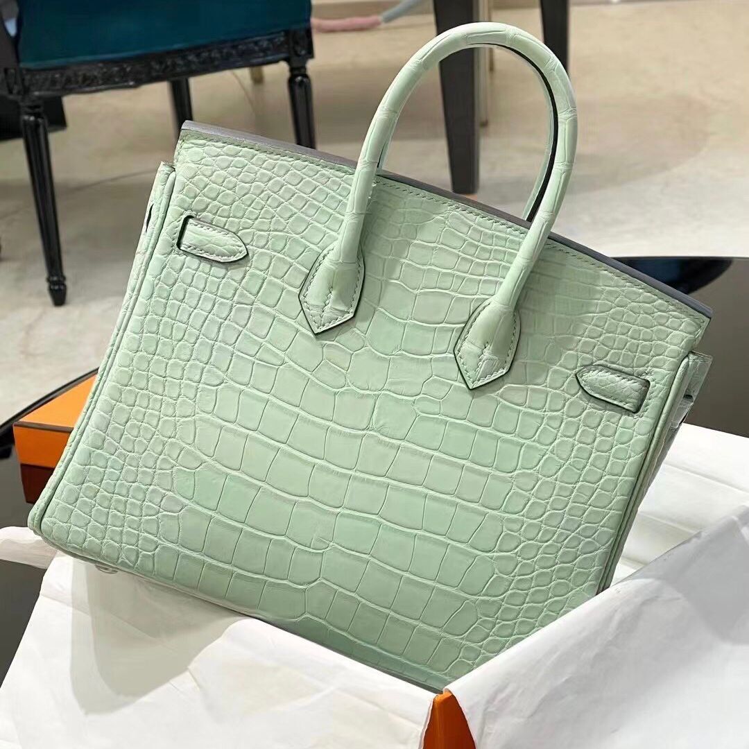 United Arab Emirates Dubai Hermes Birkin 25 6U Vert Dfau 薄荷綠 Alligator Crocodile