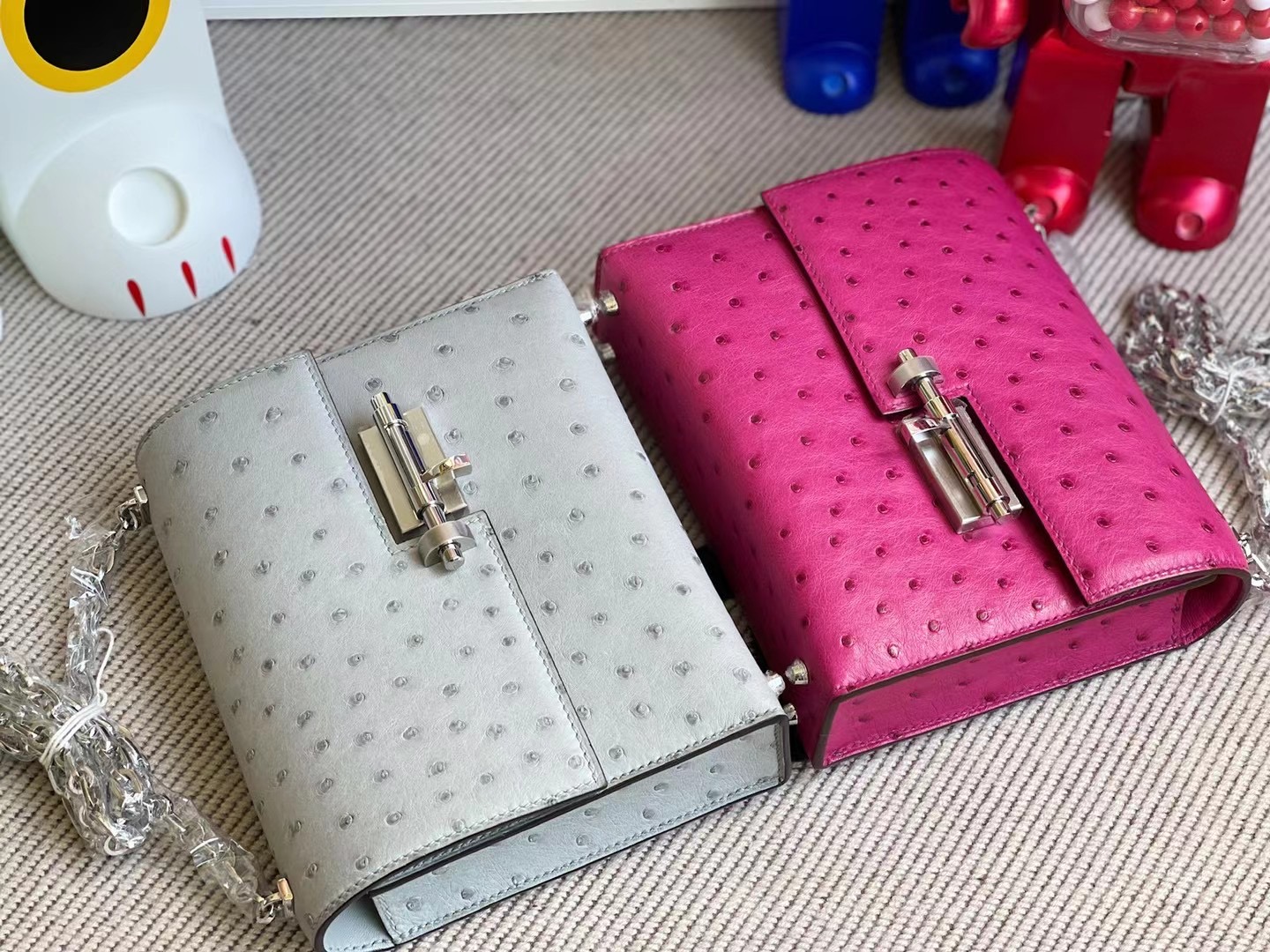 Hermes Verrou Mini 17.5 Ostrich L3 Rose Purple 玫瑰紫 禦用原廠KK 南非鴕鳥皮