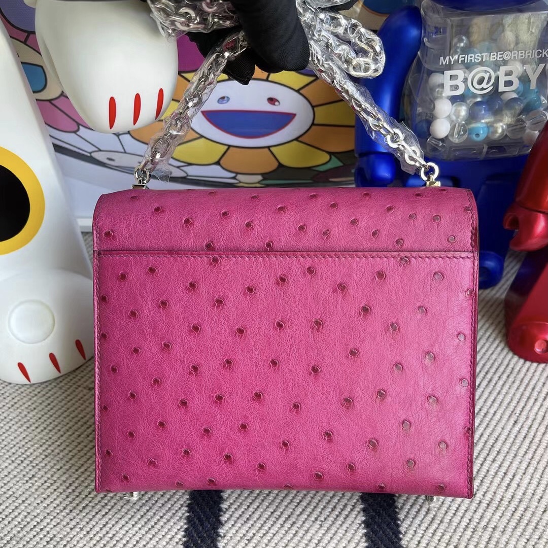 Hermes Verrou Mini 17.5 Ostrich L3 Rose Purple 玫瑰紫 禦用原廠KK 南非鴕鳥皮