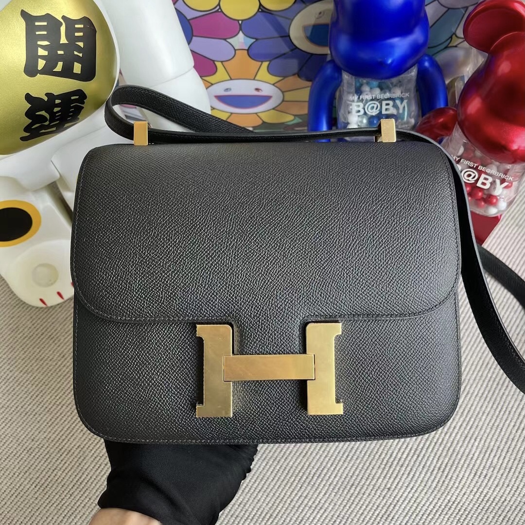 愛馬仕空姐包 Hermes Constance 24cm Epsom 89 黑色 Noir 金扣 GHW