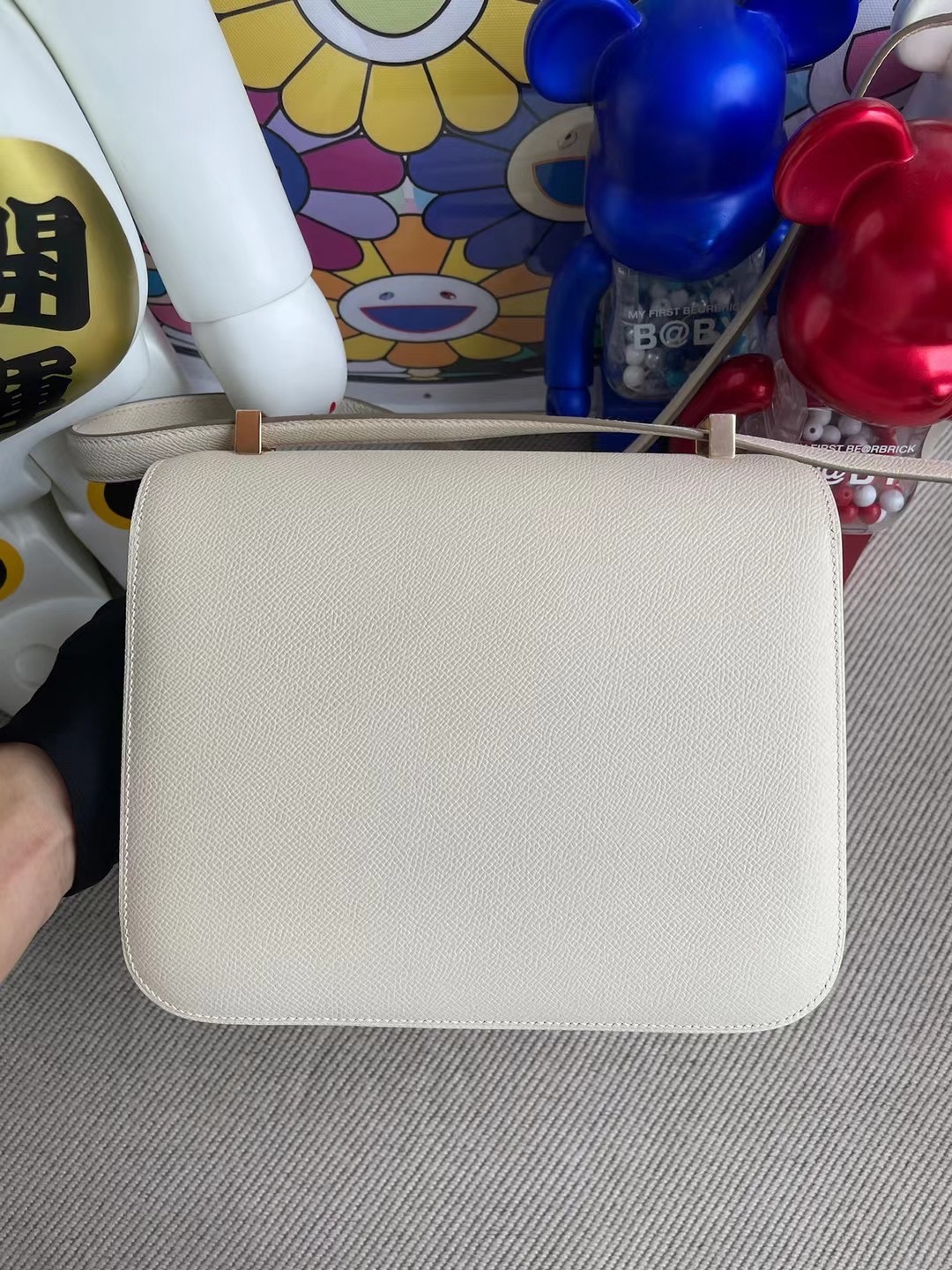 Hermes Constance 24cm Epsom 10 Craie 奶昔白 內拼 8F 錫器灰 Etain 玫瑰金扣