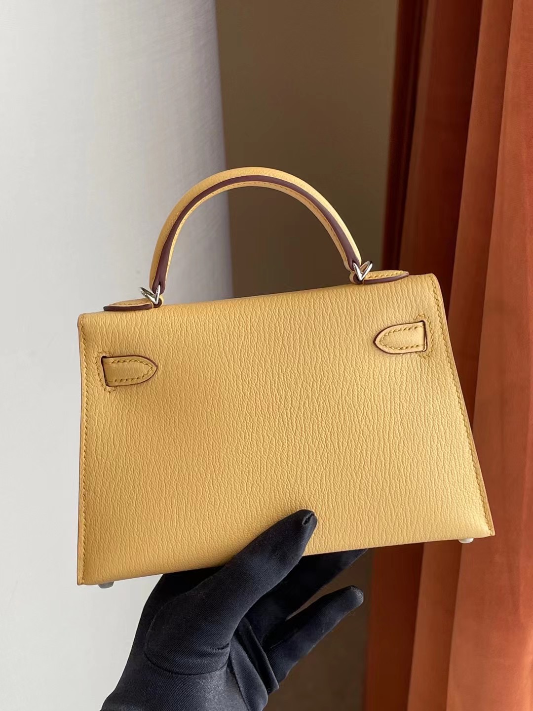 愛馬仕迷你凱莉包二代 Z刻 Hermes Kelly Mini II 2代 1S Foin 麥垛黃 Chevre 山羊皮 銀扣