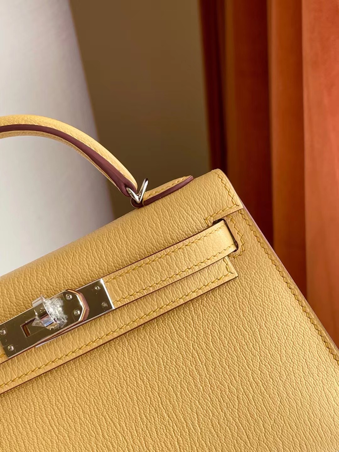 愛馬仕迷你凱莉包二代 Z刻 Hermes Kelly Mini II 2代 1S Foin 麥垛黃 Chevre 山羊皮 銀扣