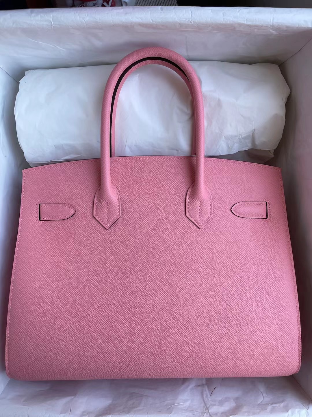 Hermes Birkin 30cm 1Q Rose Confetti 奶昔粉 Sellier 外縫 Epsom 銀扣 原廠皮革