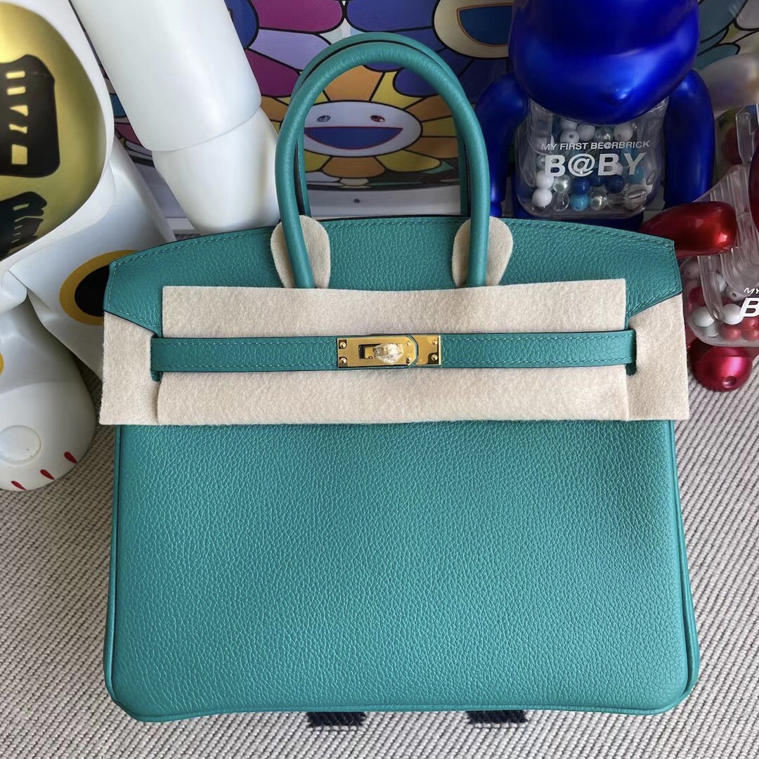 愛馬仕鉑金包多少錢一個 Hermes Birkin 25cm Togo U1 Vert Verone 維羅納綠 金扣