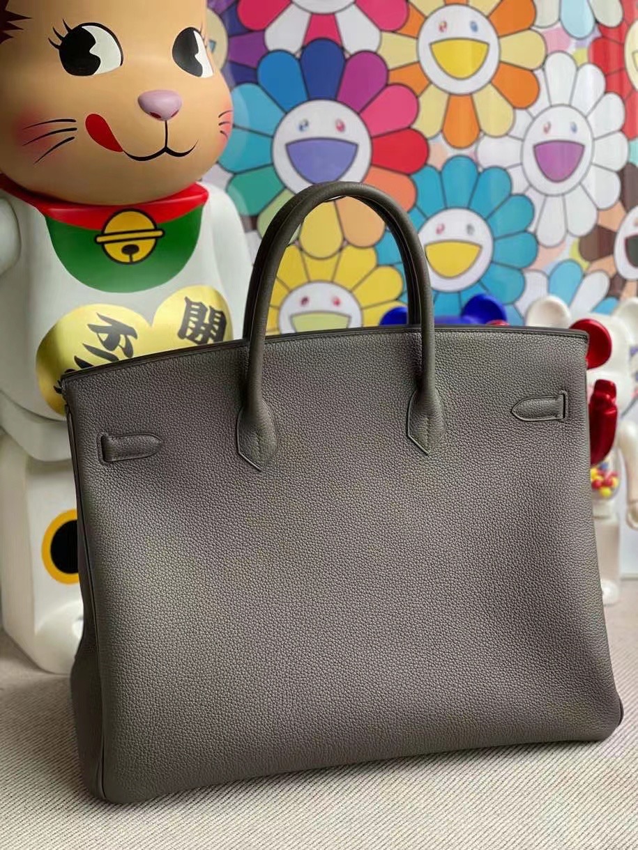 爱马仕铂金包男包 網站 Hermes Birkin 40cm 8F 锡器灰 Etain Togo 小牛皮 银扣