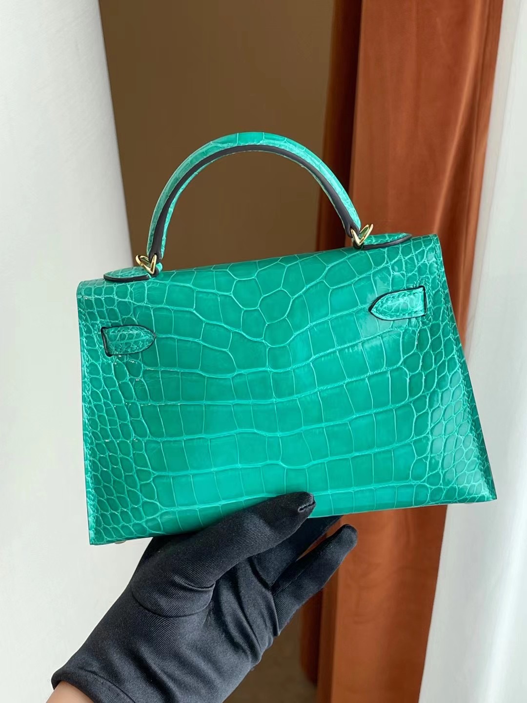 Hermes Kelly Mini II 2代 O6 Vert Jade 帝王綠 亮面美洲鱷魚 金扣