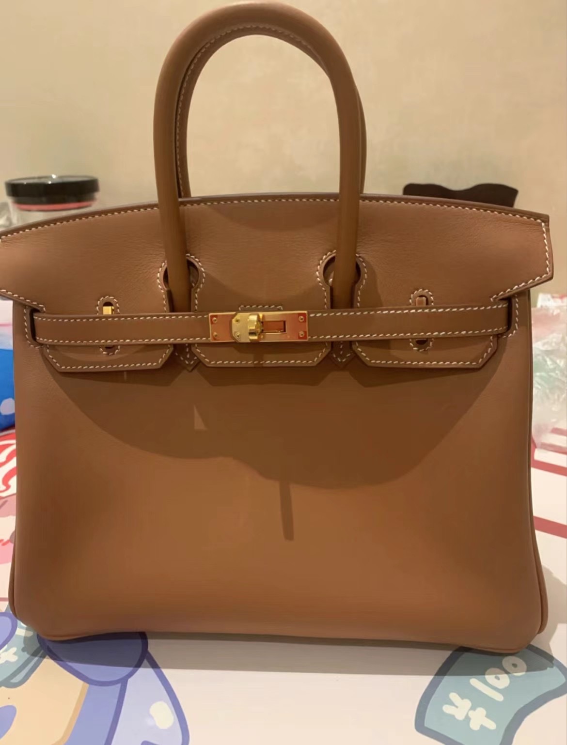 愛馬仕鉑金包 Hermes Birkin 25cm Jonathan Leather 37 gold 金棕色