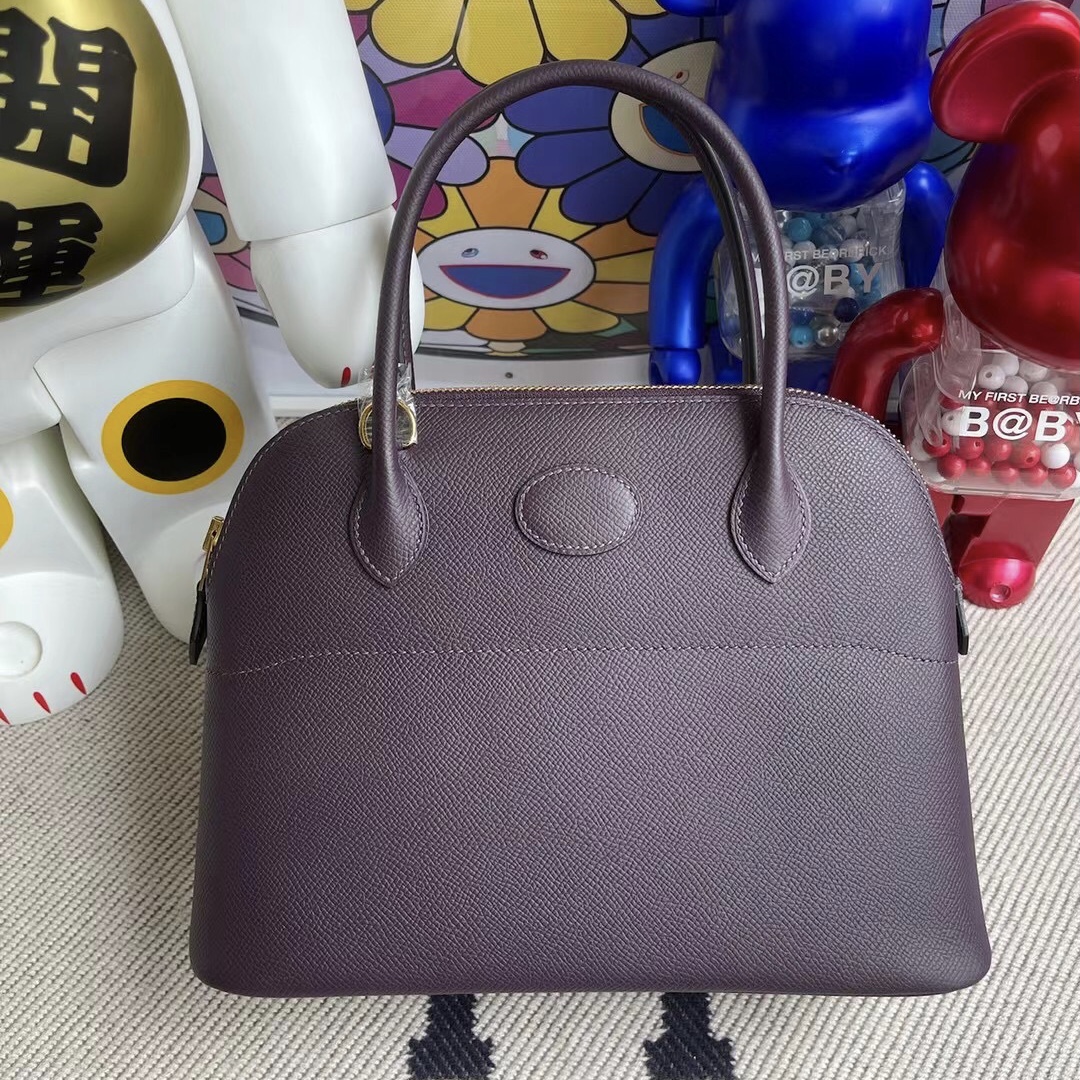 愛馬仕保齡球包價格 Hermes Bolide 27cm Epsom 59 Raisin 葡萄紫 金扣