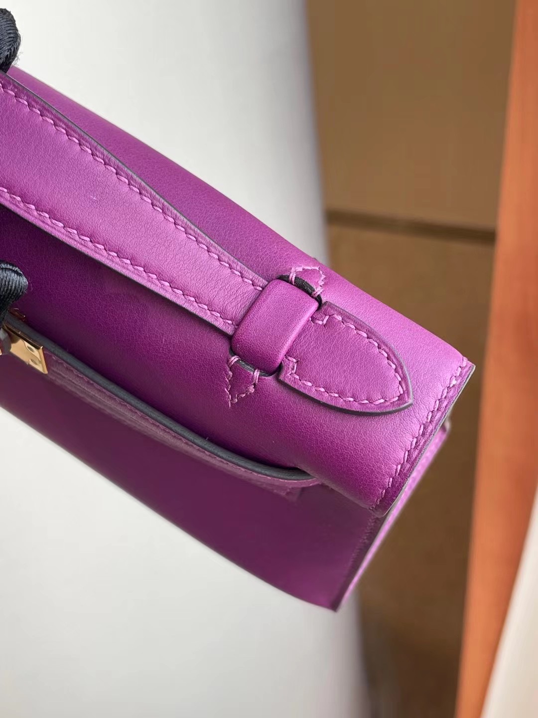 Hong Kong Hermes Mini Kelly Pochette Swift P9 Anemone 海葵紫 全手工縫製金扣