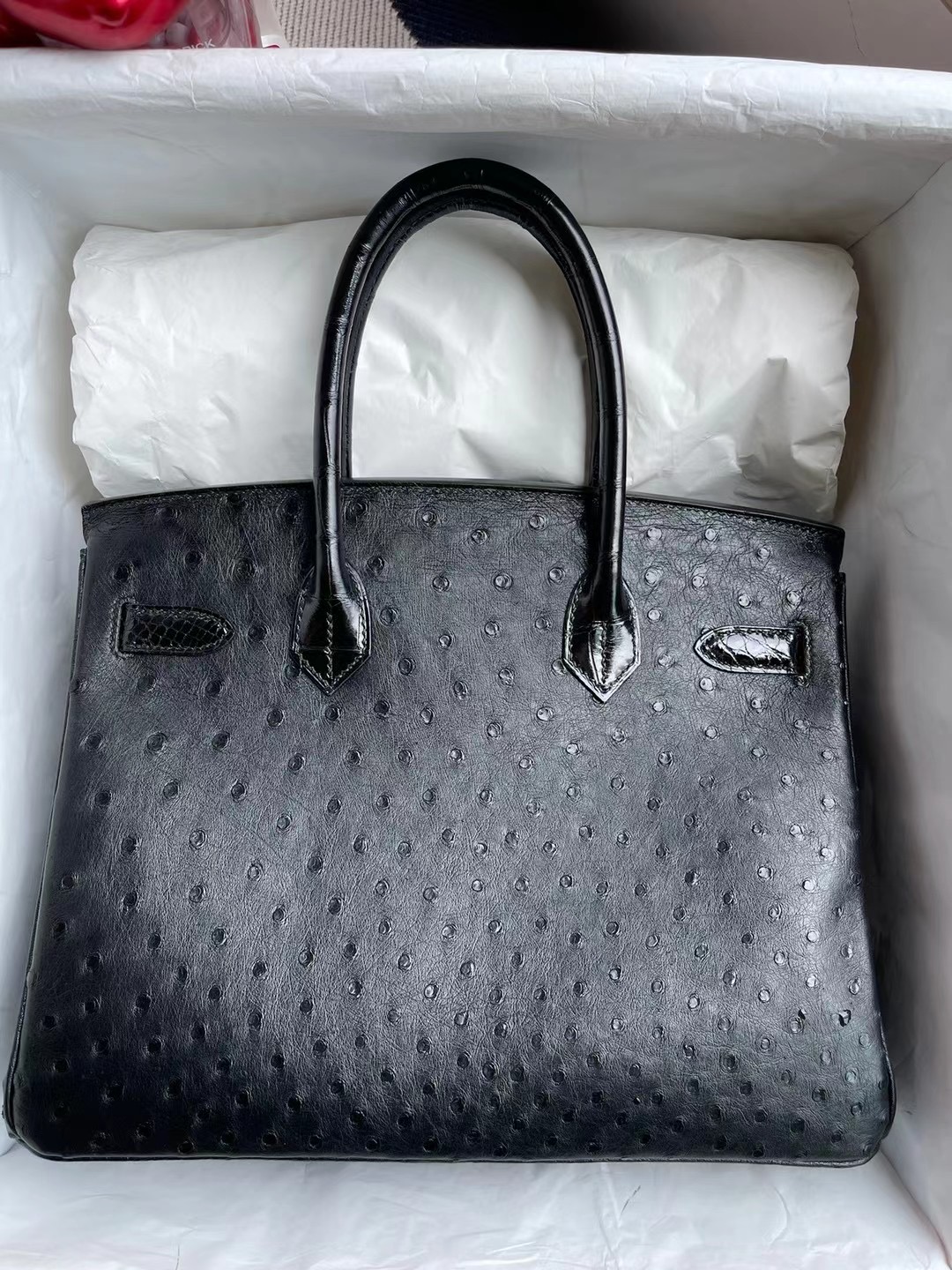 Hermes Birkin 30cm 89 Noir 黑色 Touch Ostrich 拼 亮面方塊 美洲鱷魚金扣