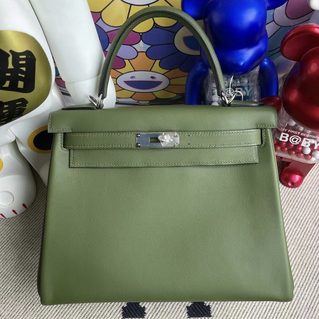 Hermes Kelly 28 Swift V6 Canopee 叢林綠 全手工縫製 銀扣 客定製