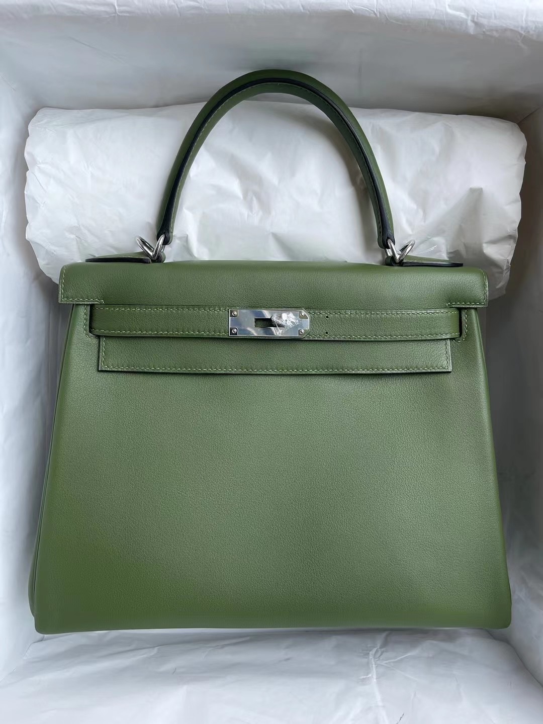 Hermes Kelly 28 Swift V6 Canopee 叢林綠 全手工縫製 銀扣 客定製