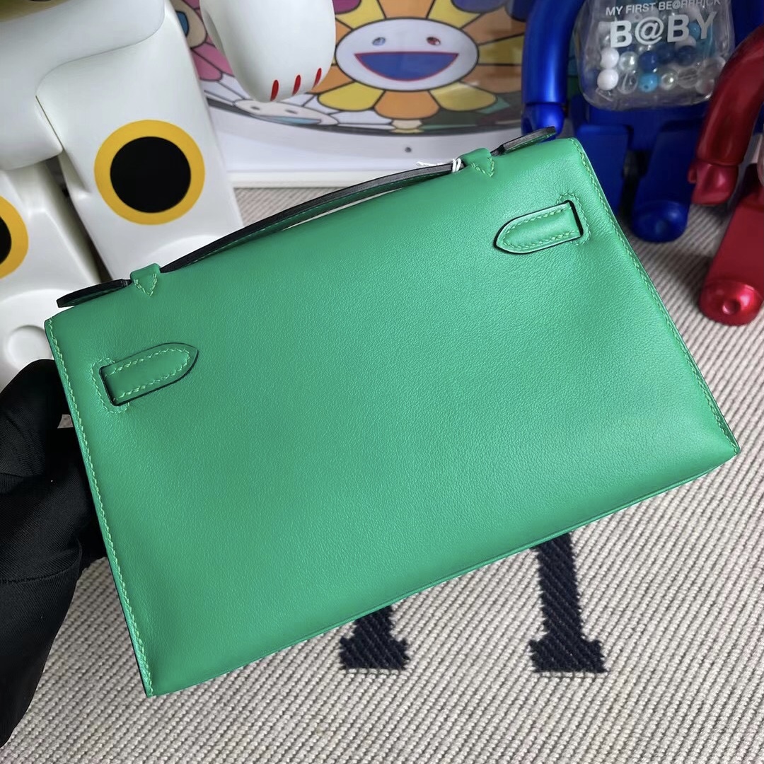 Hermes MiniKelly Pochette 22cm Swift 6W Menthe 薄荷綠 銀扣