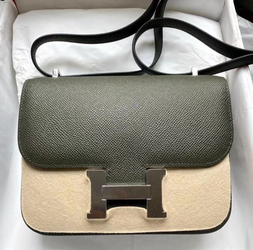 愛馬仕2021新色 Hermes Constance 19 Epsom C6 Vert De Gris 灰綠色  銀扣