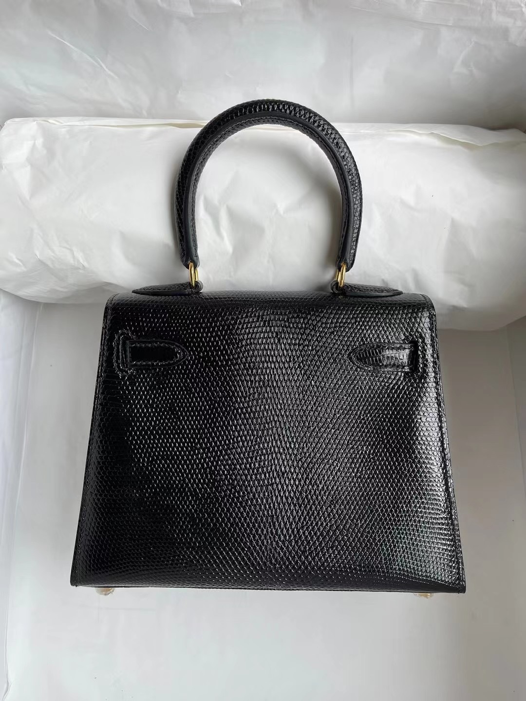 愛馬仕大耳朵包包 Hermes Kelly 20cm Lizard 進口蜥蜴皮 89 Noir 黑色 金扣