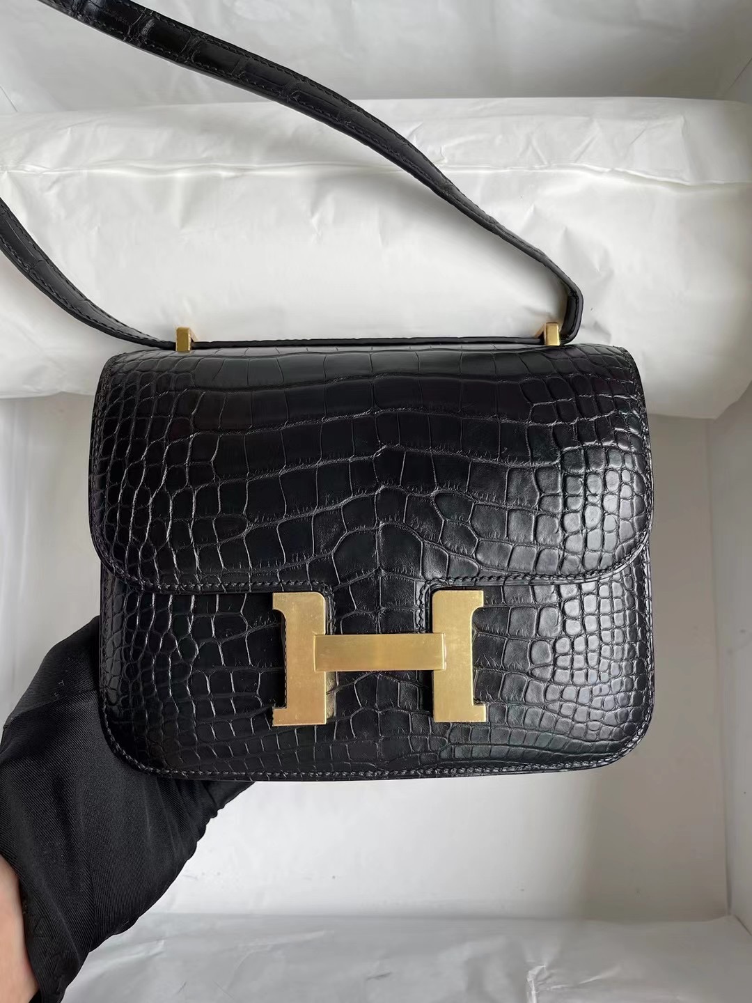 Hermes Constance 19 Matte Alligator Crocodile 霧面美洲鱷魚 89 Noir 黑色 金扣