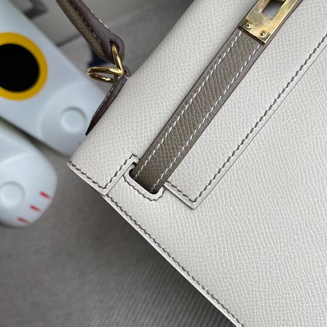 Hermes Kelly 25 Hss Epsom 10 Craie 奶昔白 18 Etoupe 大象灰 全手工蜜蠟線縫 金扣