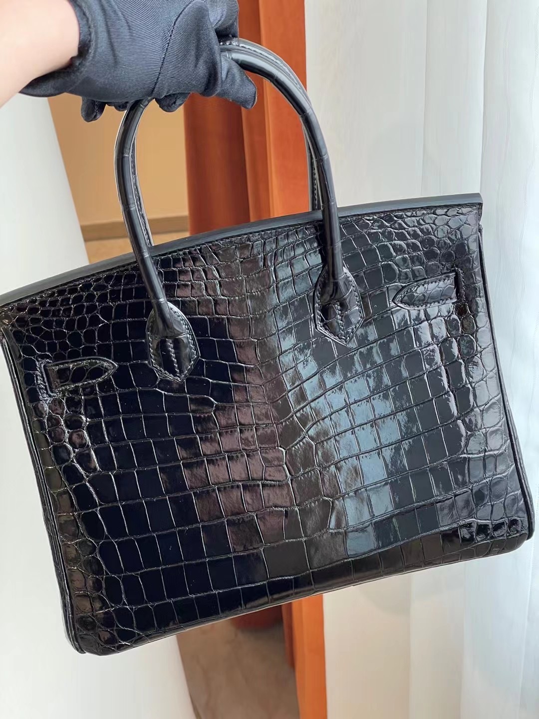 愛馬仕鉑金包 Hermes Birkin 30cm CK89 黑色 Noir HCP 禦用原裝尼羅鱷魚