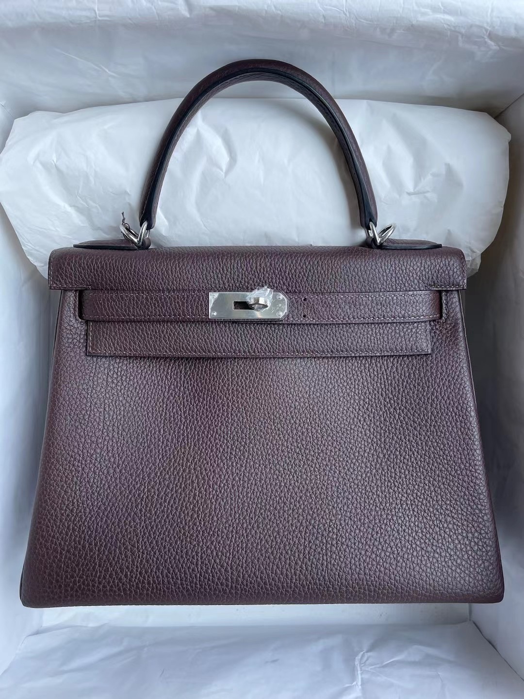 Hermes Kelly 28cm Togo CK47 Chocolate 原廠 Togo 小牛皮 銀扣