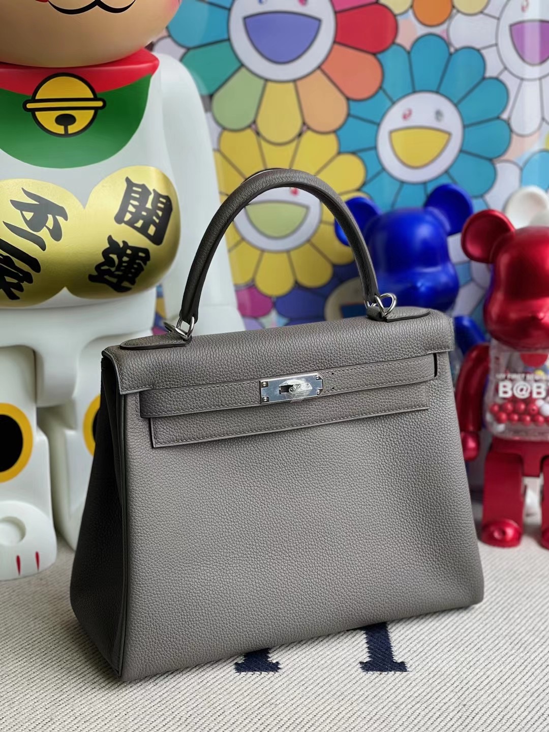 Hermes Kelly 28cm Togo 8F 錫器灰 Etain 原廠 Togo小牛皮 金扣 银扣