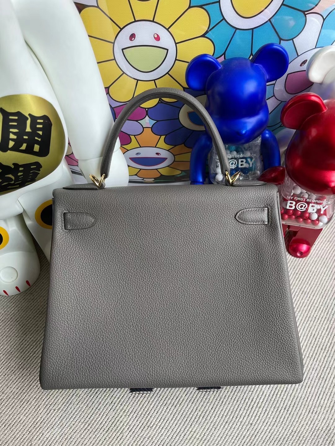 Hermes Kelly 28cm Togo 8F 錫器灰 Etain 原廠 Togo小牛皮 金扣 银扣