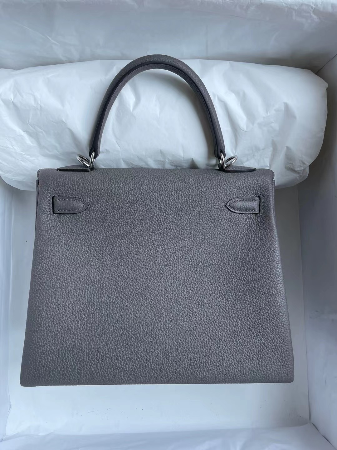 愛馬仕凱莉包 Hermes Kelly 25cm Togo 8F 錫器灰 Etain 原廠 Togo 銀扣