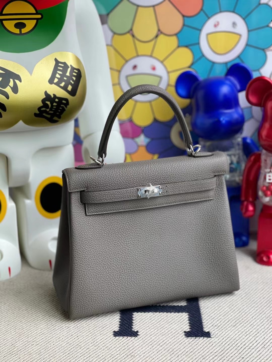 愛馬仕凱莉包 Hermes Kelly 25cm Togo 8F 錫器灰 Etain 原廠 Togo 銀扣