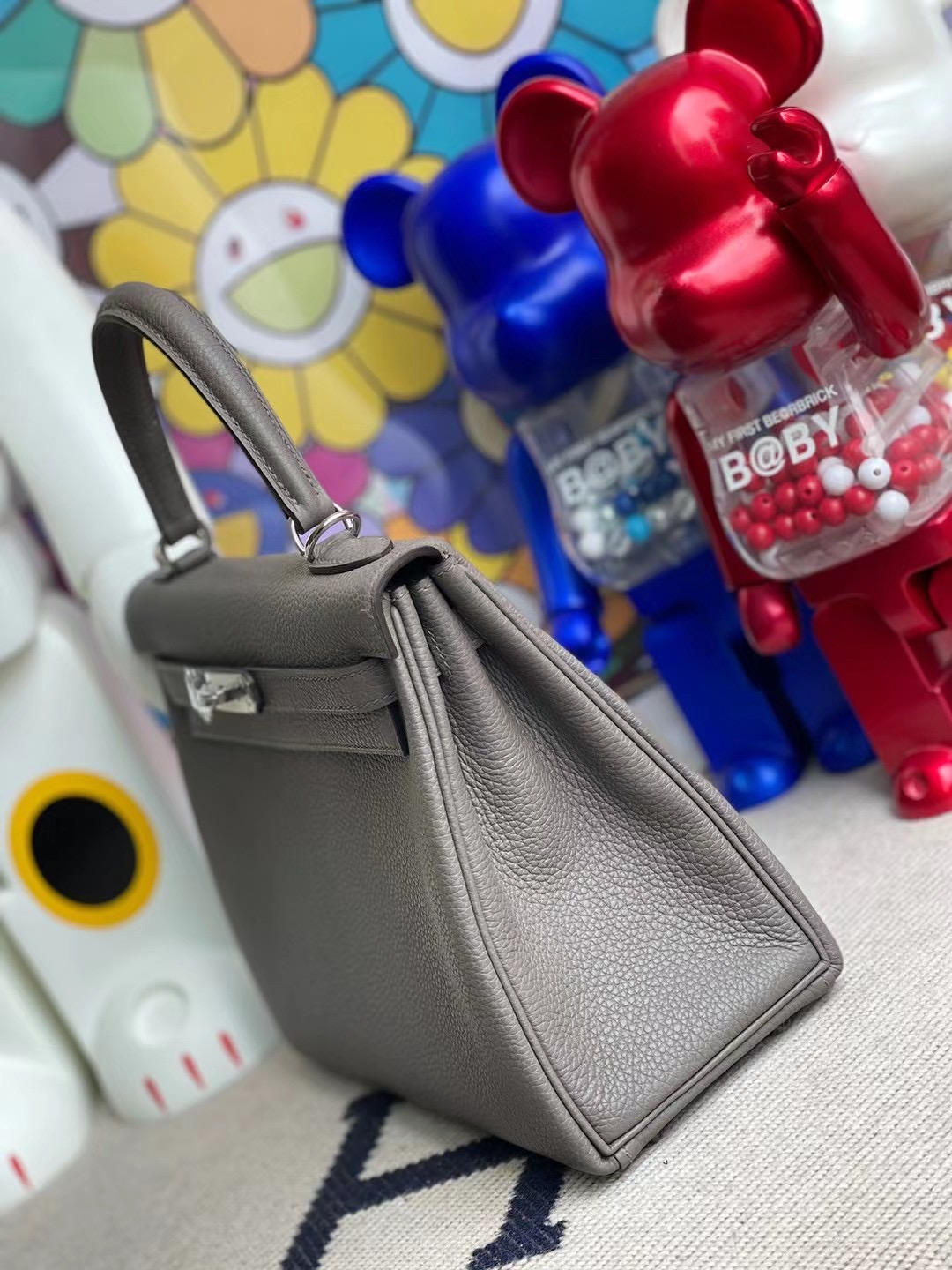 愛馬仕凱莉包 Hermes Kelly 25cm Togo 8F 錫器灰 Etain 原廠 Togo 銀扣