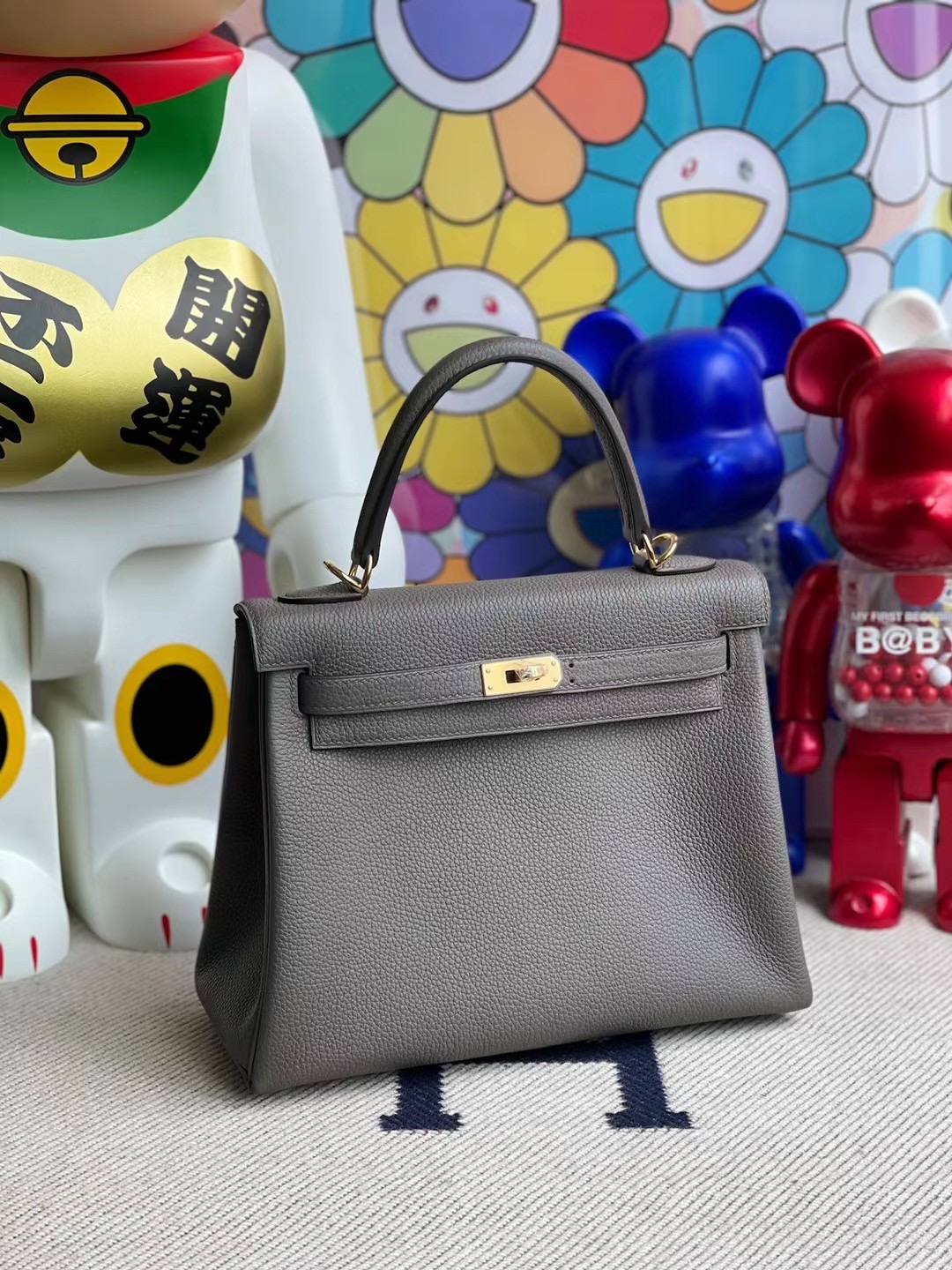 愛馬仕凱莉包 Hermes Kelly 25cm Togo 8F 錫器灰 Etain 原廠 Togo 銀扣