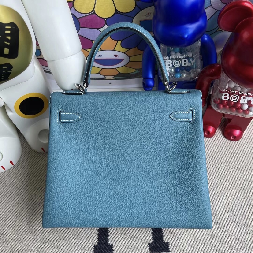 Hermes Kelly 25cm Togo 75 牛仔藍 Blue Jean 原廠 Togo 小牛皮 銀扣