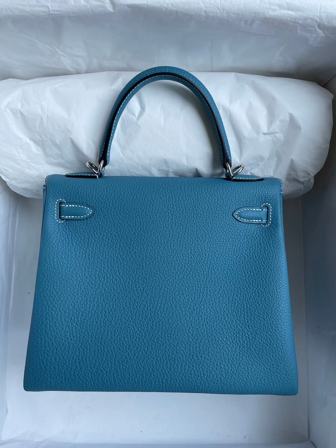 Hermes Kelly 25cm Togo 75 牛仔藍 Blue Jean 原廠 Togo 小牛皮 銀扣