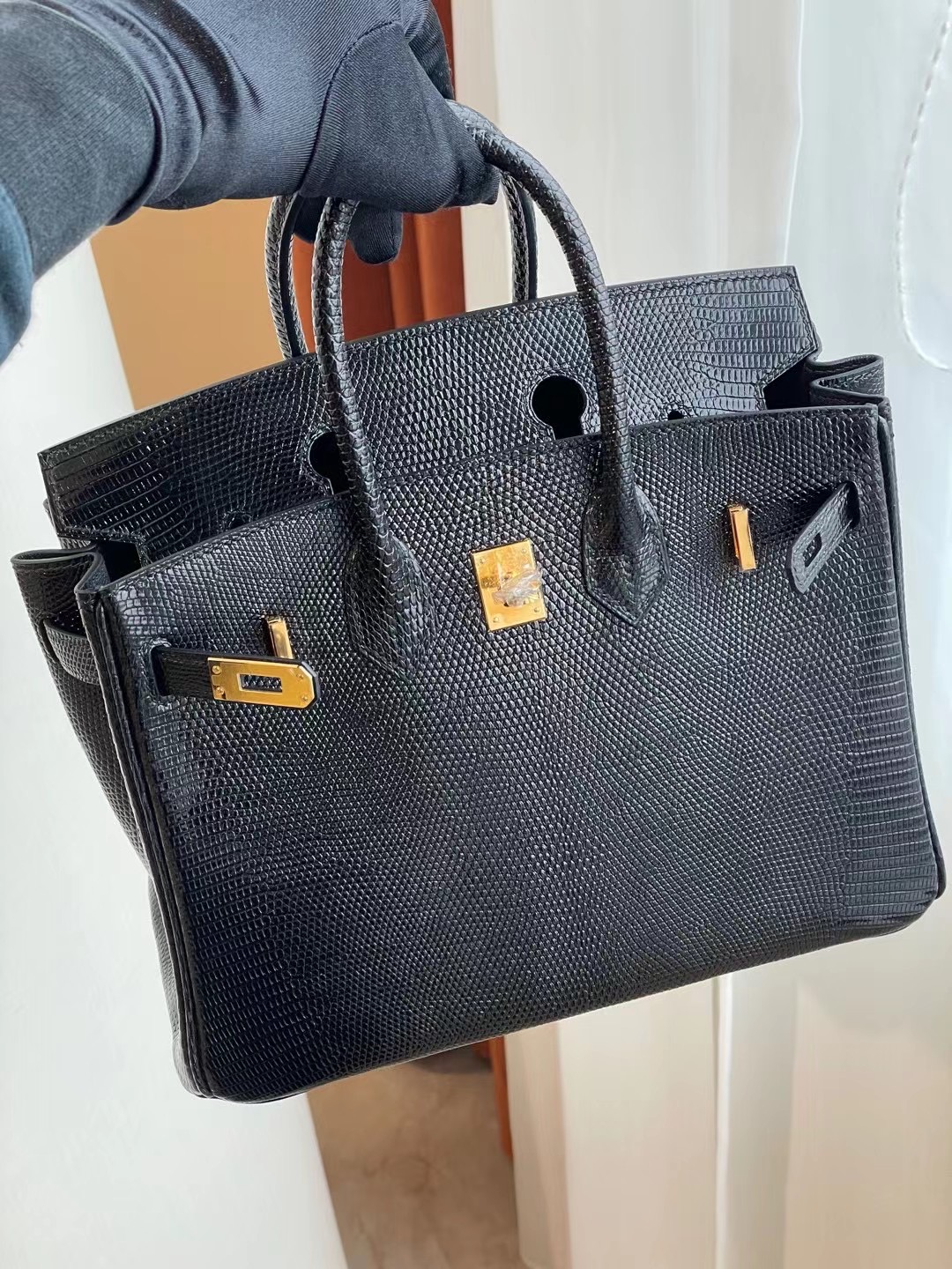 愛馬仕鉑金包價格及圖片 Hermes Birkin 25cm 89 Noir 黑色 Lizard 蜥蜴皮