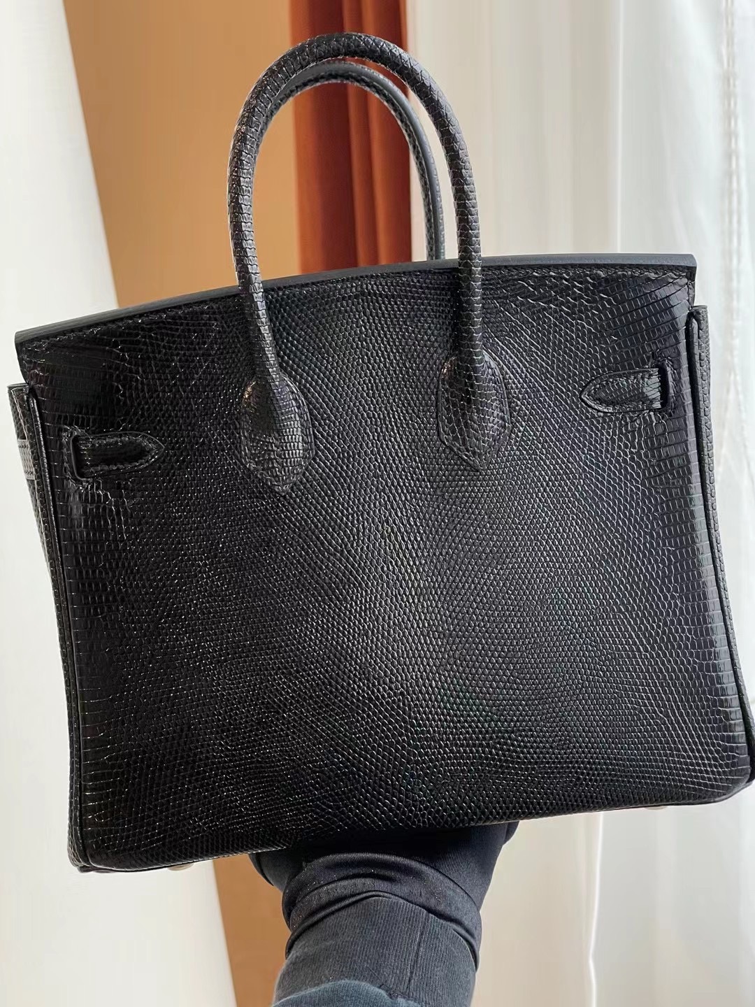 愛馬仕鉑金包價格及圖片 Hermes Birkin 25cm 89 Noir 黑色 Lizard 蜥蜴皮