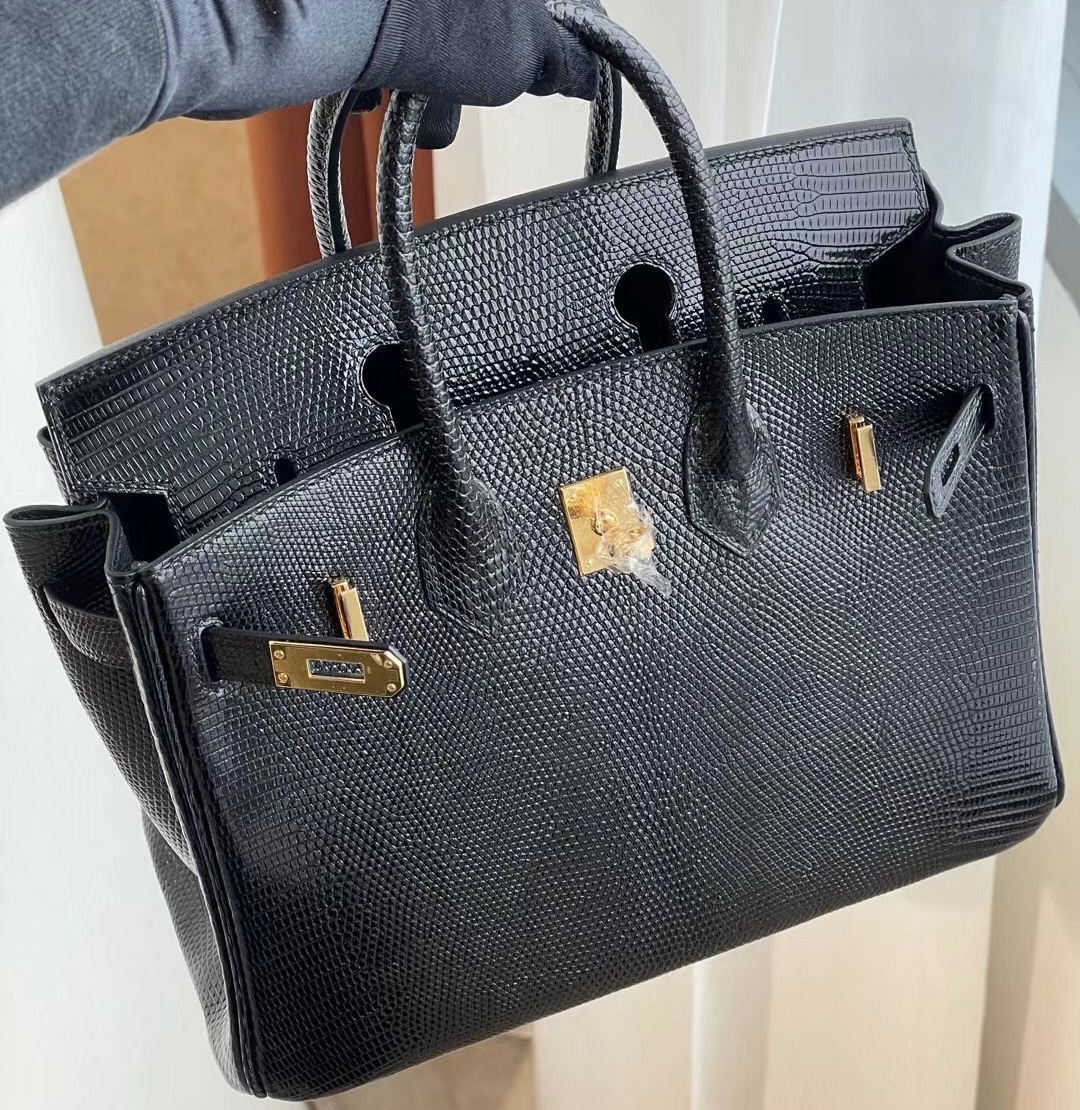 愛馬仕鉑金包價格及圖片 Hermes Birkin 25cm 89 Noir 黑色 Lizard 蜥蜴皮