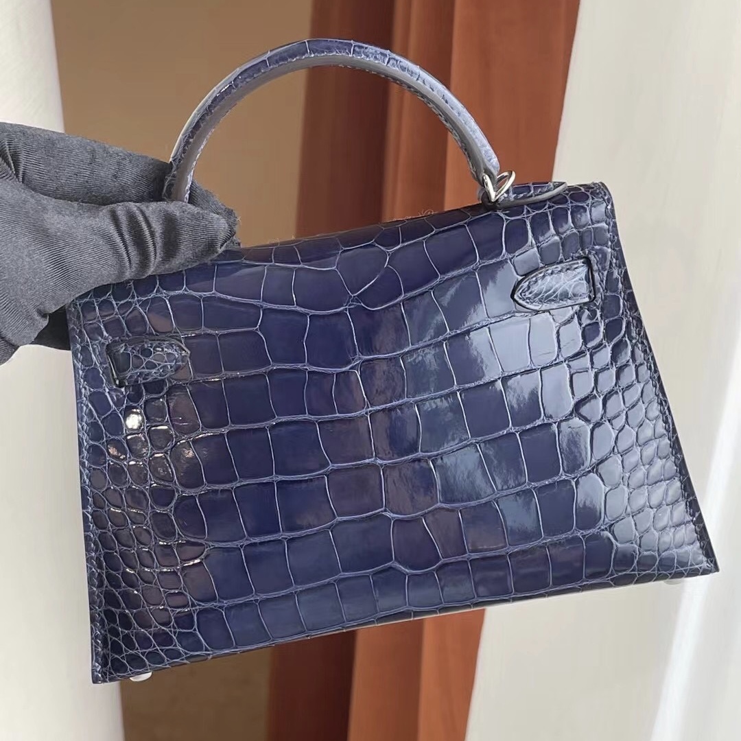 愛馬仕包包價格及圖片 Hermes Kelly mini II 2代 M3 墨水藍 Blue Encre 美洲鱷魚