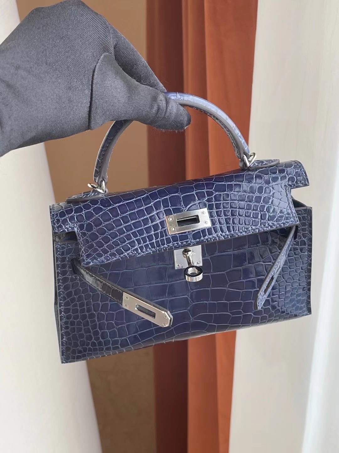 愛馬仕包包價格及圖片 Hermes Kelly mini II 2代 M3 墨水藍 Blue Encre 美洲鱷魚