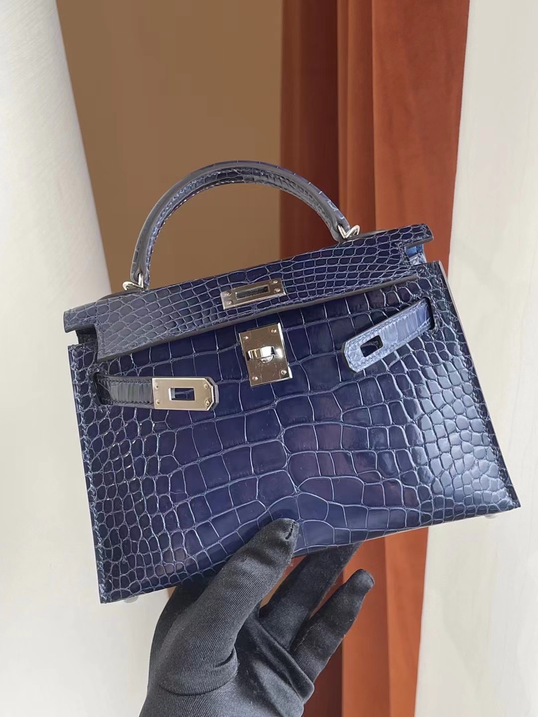 愛馬仕包包價格及圖片 Hermes Kelly mini II 2代 M3 墨水藍 Blue Encre 美洲鱷魚