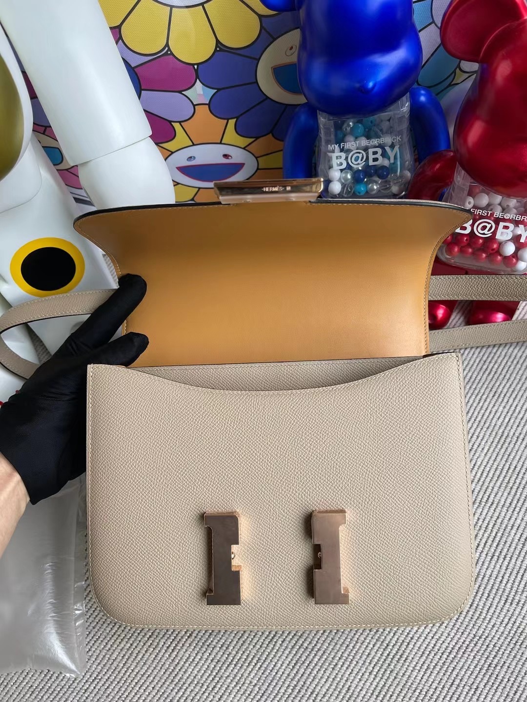 USA Hermes Constance 24 Epsom S2 Trench 風衣灰 內拼 14 Beige 杏色 玫瑰金扣  A刻