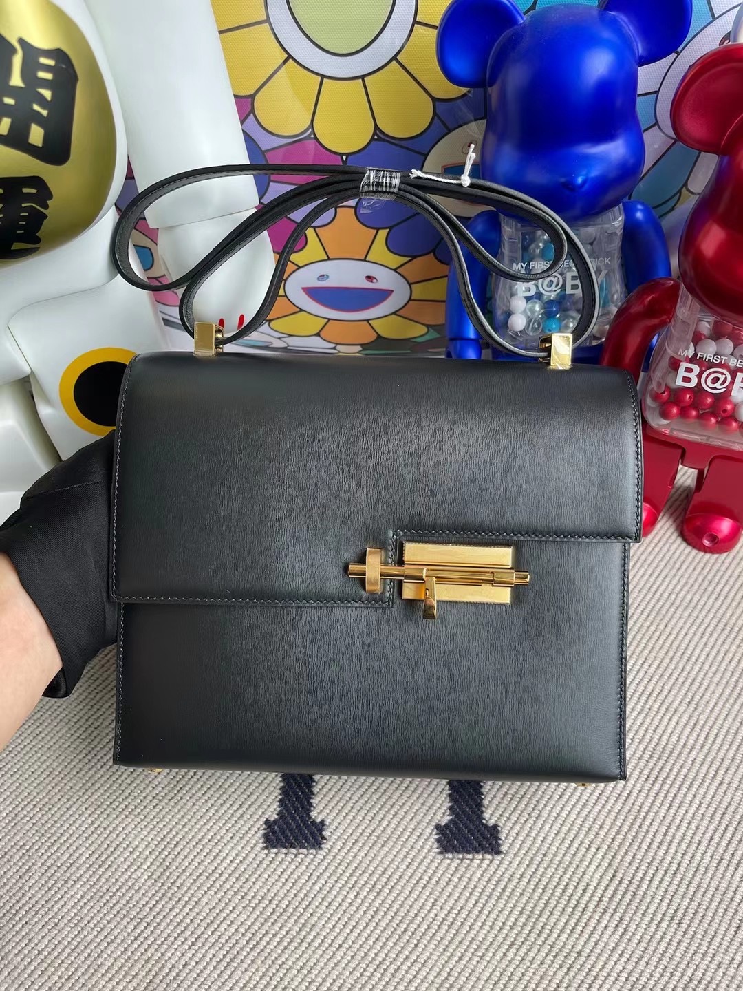 臺灣桃園市愛馬仕手槍包 Hermes Verrou 21cm Box 89 Noir 黑色 金扣