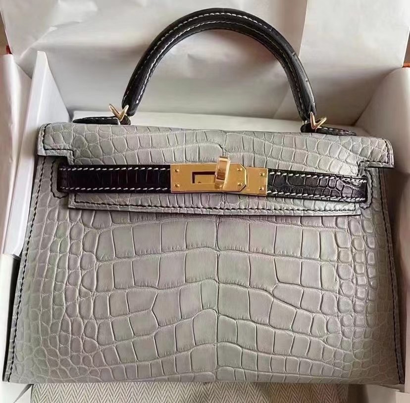 Hermes Kelly Mini II 2代 HSS 80 Gris Perle 珍珠灰 89 Noir 黑色霧面美洲鱷魚