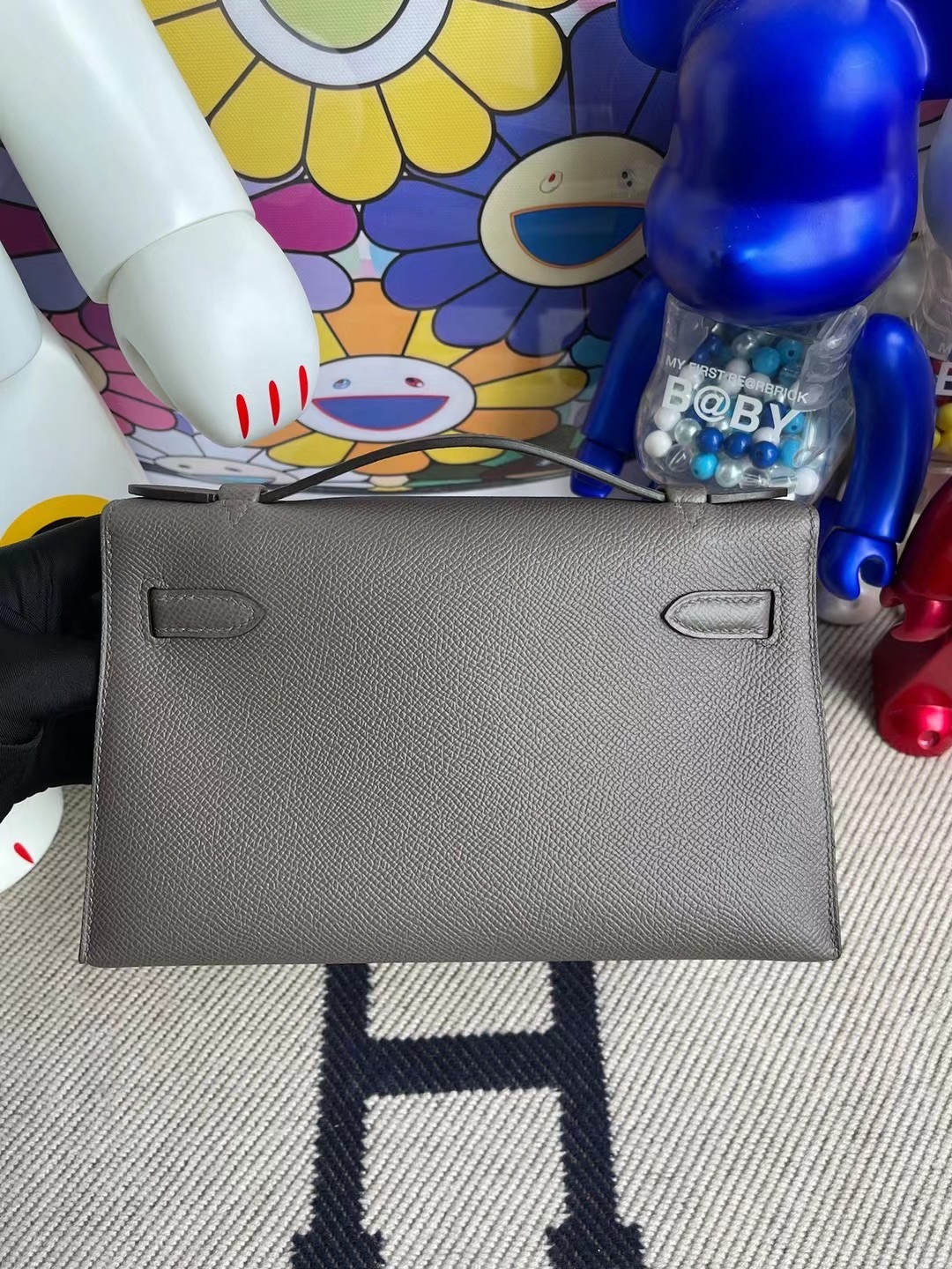 Hermes MiniKelly Pochette Epsom 8F 錫器灰 Etain 全手工蜜蠟線縫製 金扣