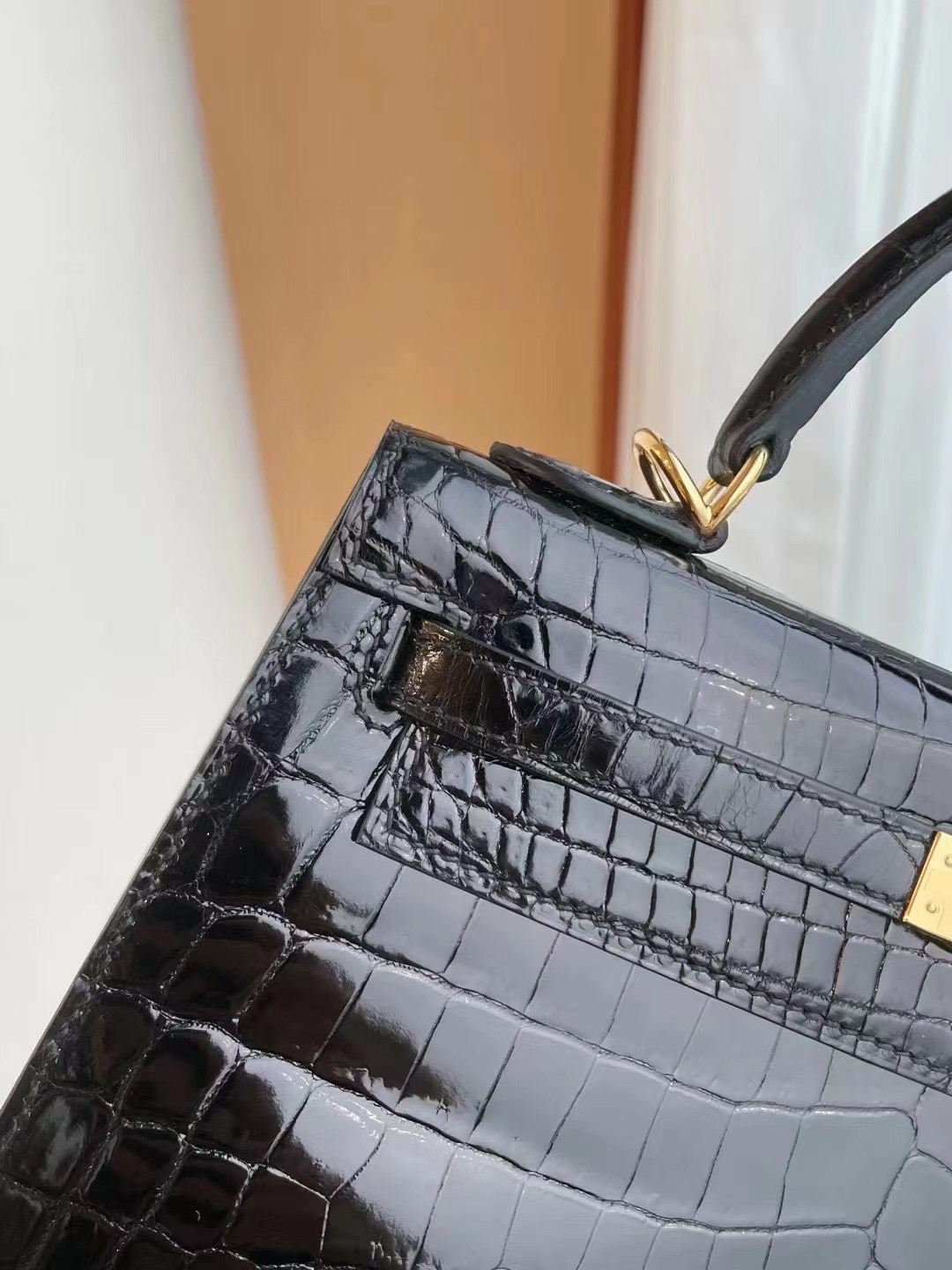 愛馬仕凱莉包多少錢 Hermes Kelly 25 89 Noir 黑色鱷魚 全手工蜜蠟線縫製