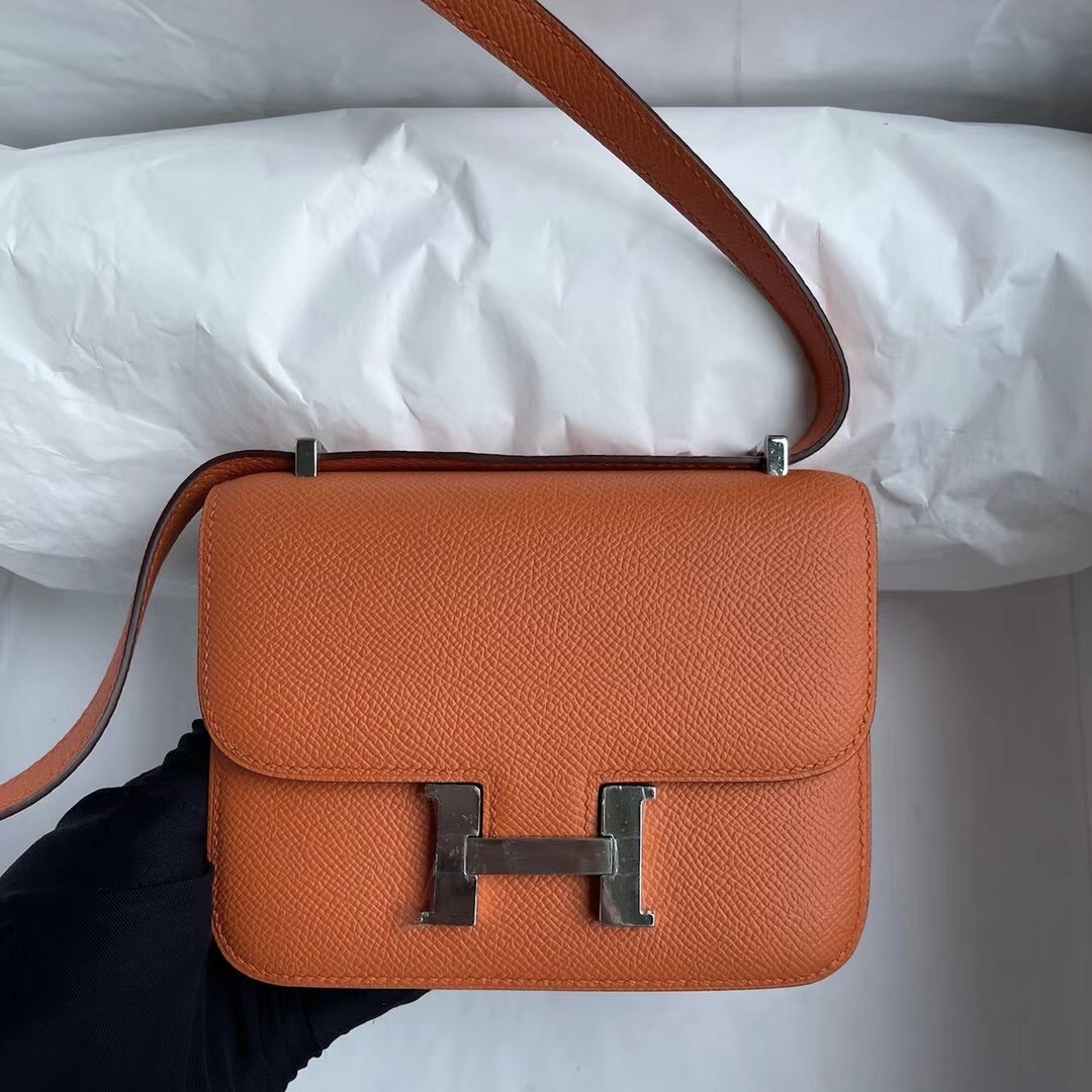 愛馬仕康斯坦斯包價格 Hermes Constance mini 14 Epsom 93 Orange 橙色 銀扣