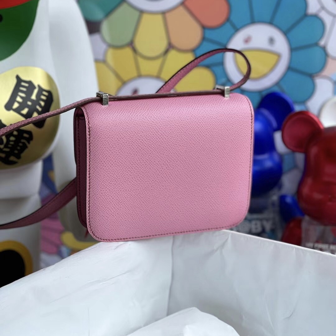 愛馬仕康斯坦斯包價格 Hermes Constance mini 14cm Epsom 5P Pink 櫻花粉銀扣