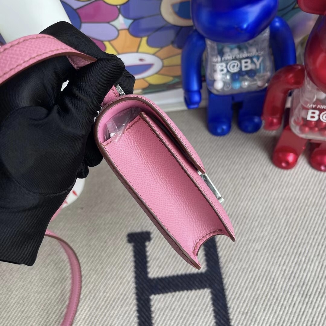 愛馬仕康斯坦斯包價格 Hermes Constance mini 14cm Epsom 5P Pink 櫻花粉銀扣